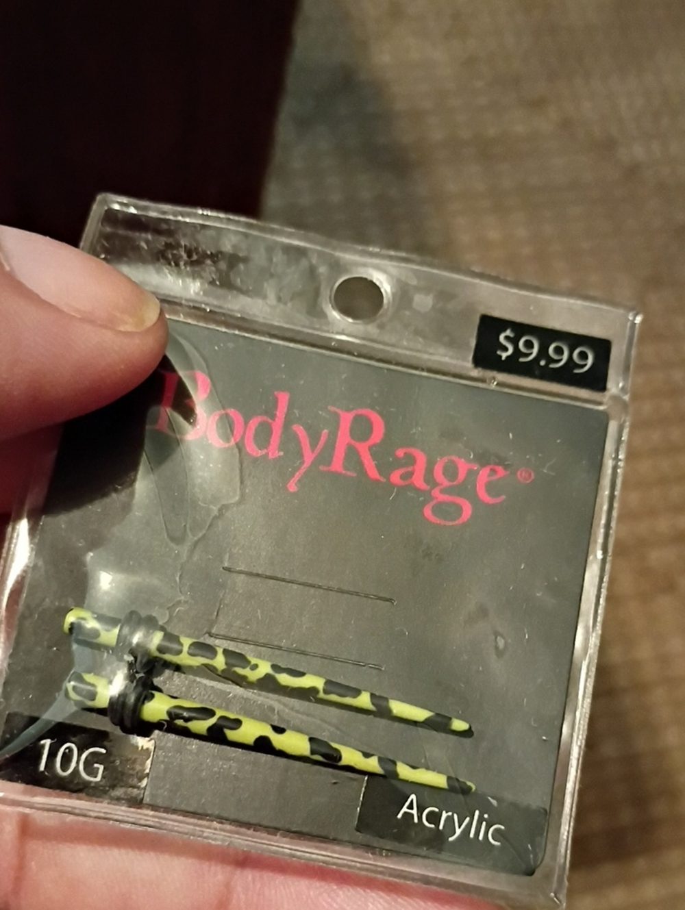 Yellow Green Camouflage Acrylic Taper Earrings - Men Accessories